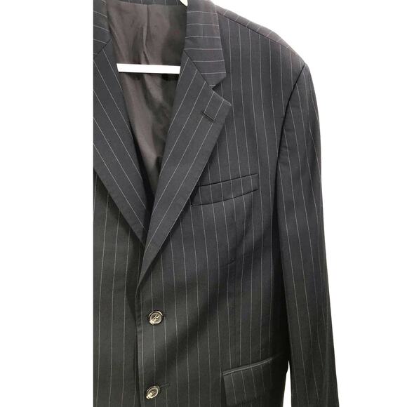 Lauren Ralph Lauren Black Pinstripe 2 Button Wool Suit Jacket Blazer Size 46 - Picture 4 of 10